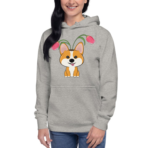 Corgi Tulips Unisex Hoodie