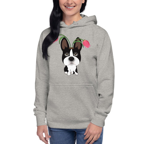 Boston Terrier Tulips Unisex Hoodie