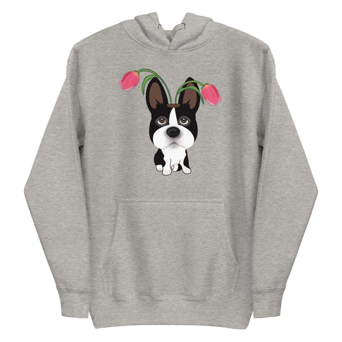 Boston Terrier Tulips Unisex Hoodie