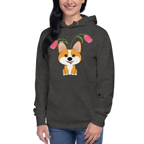 Corgi Tulips Unisex Hoodie