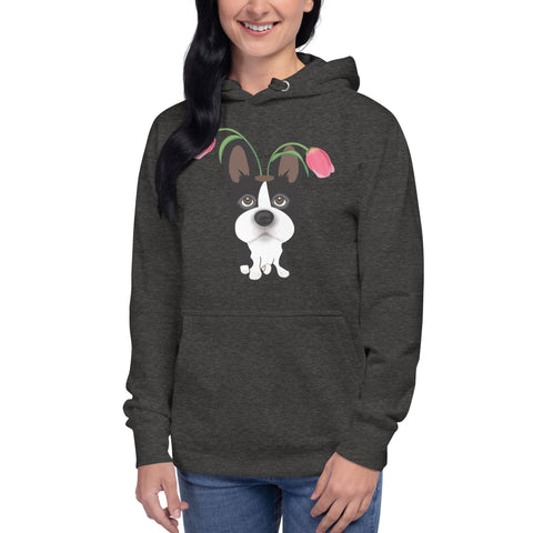 Boston Terrier Tulips Unisex Hoodie