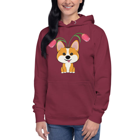 Corgi Tulips Unisex Hoodie