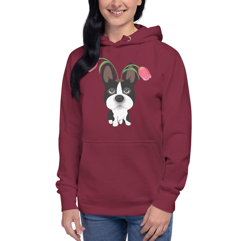 Boston Terrier Tulips Unisex Hoodie