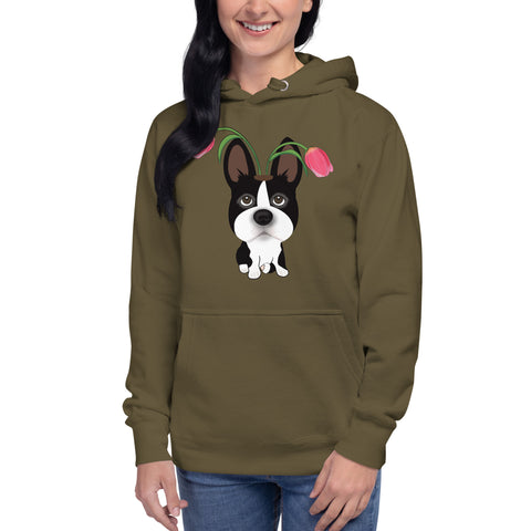 Boston Terrier Tulips Unisex Hoodie
