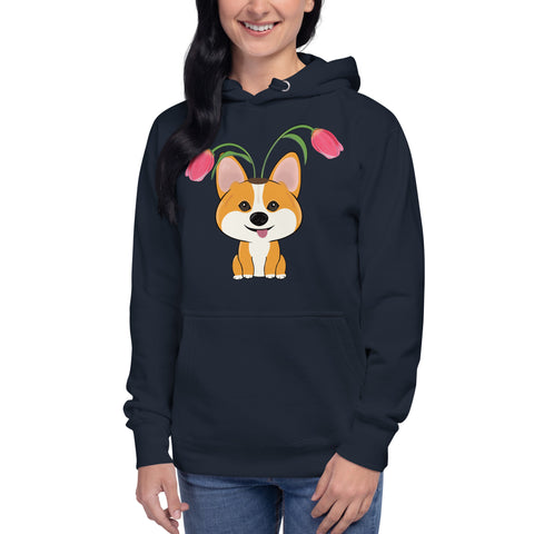 Corgi Tulips Unisex Hoodie