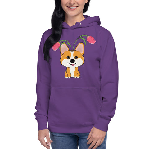 Corgi Tulips Unisex Hoodie