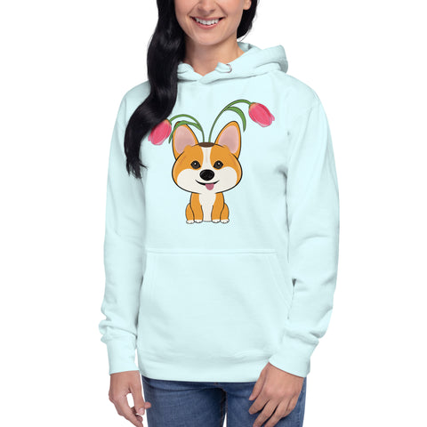 Corgi Tulips Unisex Hoodie