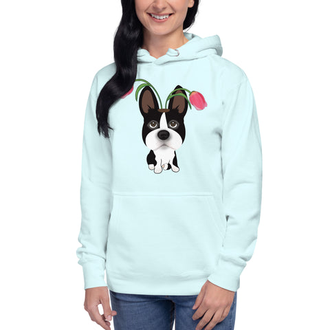 Boston Terrier Tulips Unisex Hoodie