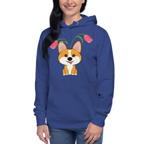 Corgi Tulips Unisex Hoodie