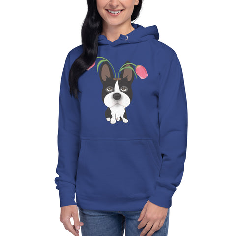 Boston Terrier Tulips Unisex Hoodie