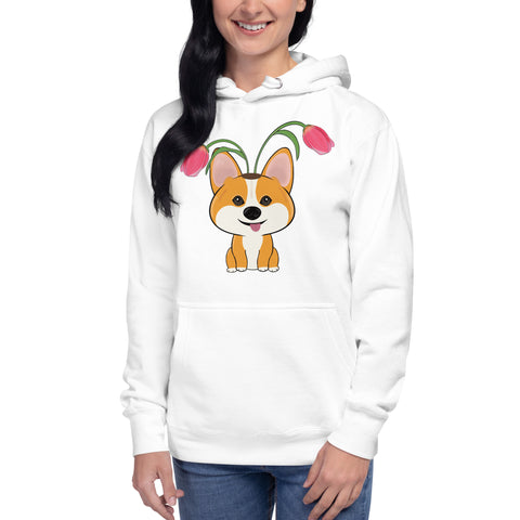 Corgi Tulips Unisex Hoodie