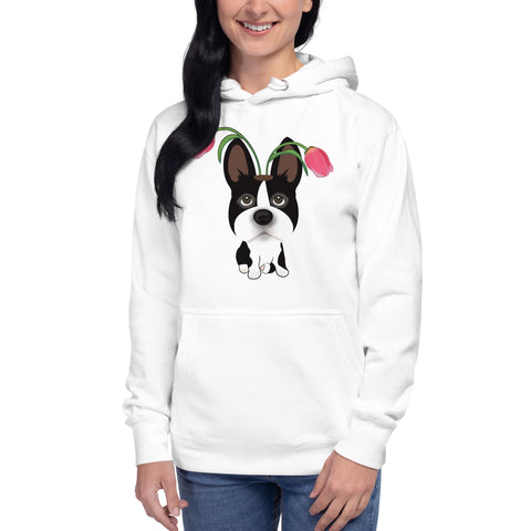 Boston Terrier Tulips Unisex Hoodie