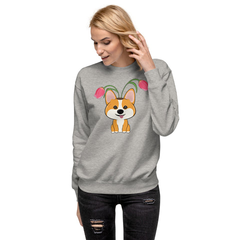 Corgi Tulips Unisex Premium Sweatshirt