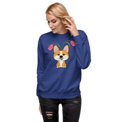 Corgi Tulips Unisex Premium Sweatshirt