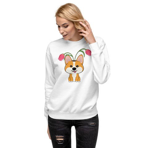 Corgi Tulips Unisex Premium Sweatshirt