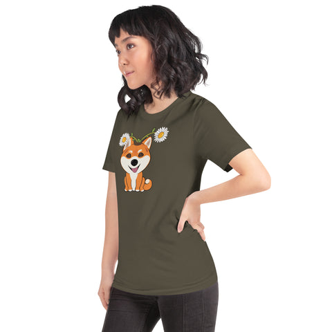 Shiba Inu Daisies Unisex t-shirt