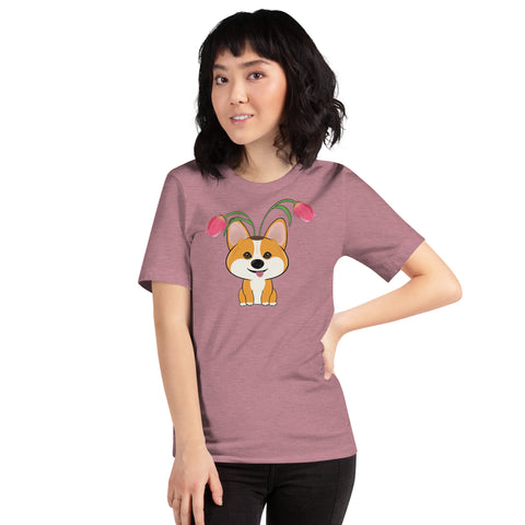 Corgi Tulips Unisex t-shirt