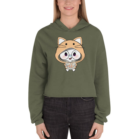 Ben-E Cat Chums Fish Bowl Crop Hoodie