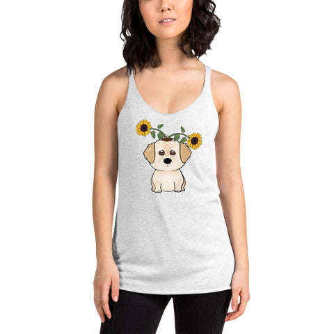 Golden Retriever Sunflowers Women's Racerback Tank