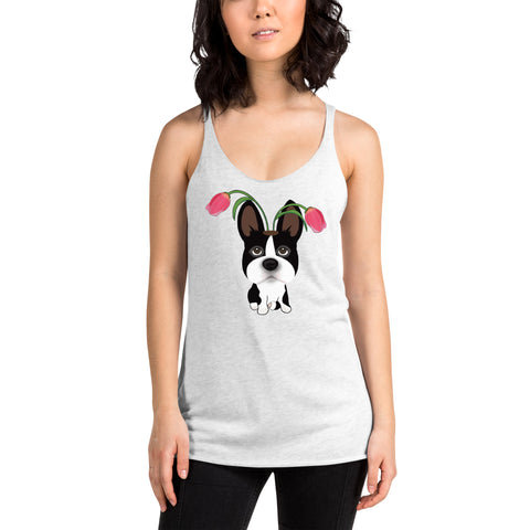 Boston Bull Terrier Tulip Women's Racerback Tank