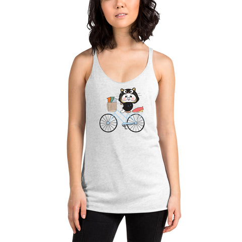 Ben-E Cat Bicycle Women's Racerback Tank