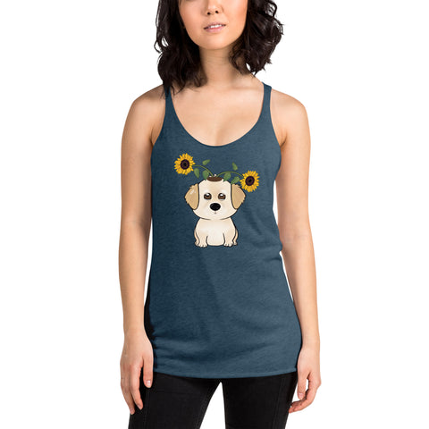 Golden Retriever Sunflowers Women's Racerback Tank