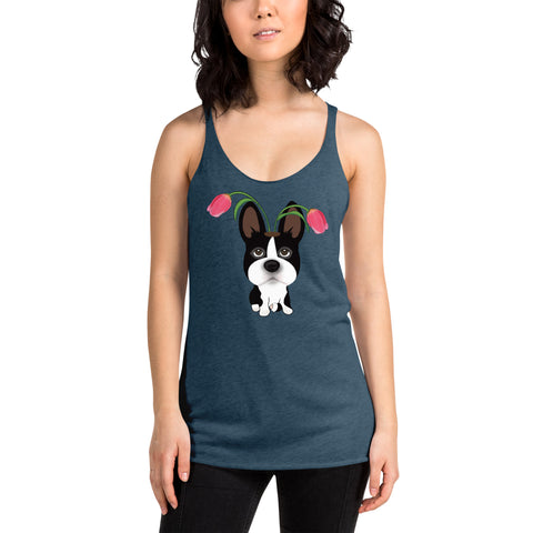 Boston Bull Terrier Tulip Women's Racerback Tank
