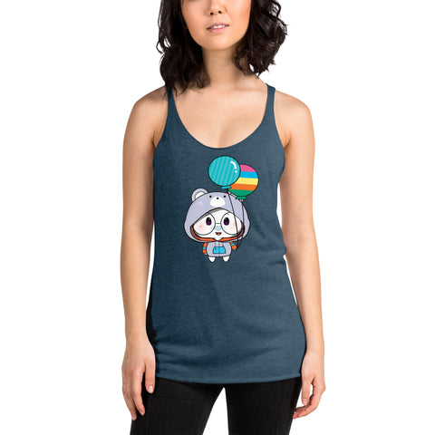 Ben-E Bear Chums Balloons Women's Racerback Tank