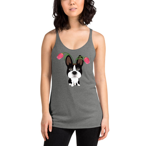 Boston Bull Terrier Tulip Women's Racerback Tank