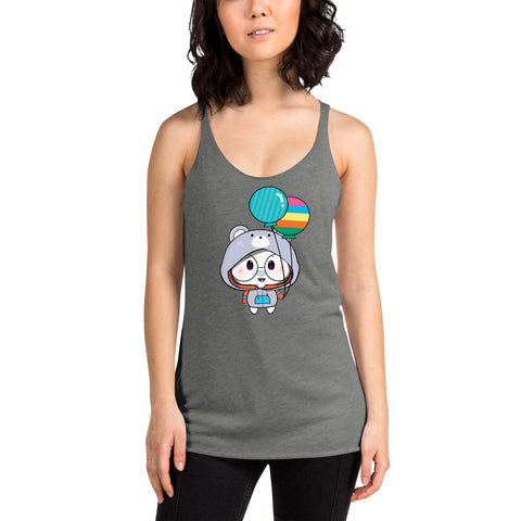 Ben-E Bear Chums Balloons Women's Racerback Tank