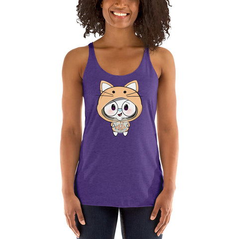 Ben-E Cat Chums Fish Bowl Women's Racerback Tank