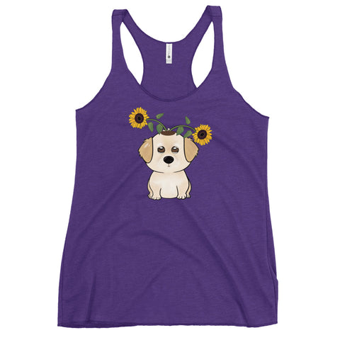 Golden Retriever Sunflowers Women's Racerback Tank