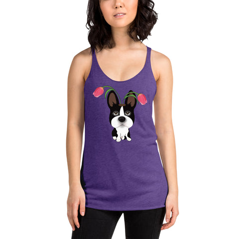 Boston Bull Terrier Tulip Women's Racerback Tank