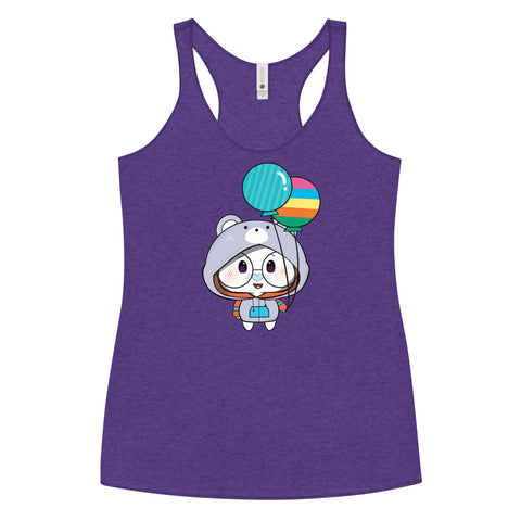 Ben-E Bear Chums Balloons Women's Racerback Tank