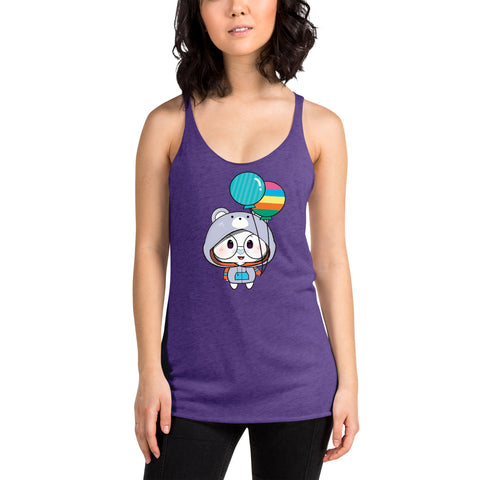 Ben-E Bear Chums Balloons Women's Racerback Tank