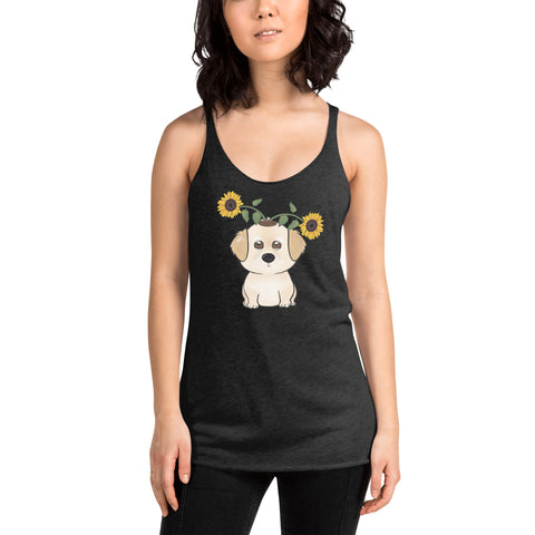 Golden Retriever Sunflowers Women's Racerback Tank