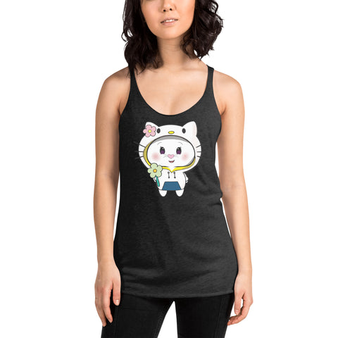 Bon-E Kitty Flower Women's Racerback Tank