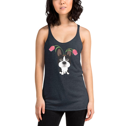Boston Bull Terrier Tulip Women's Racerback Tank