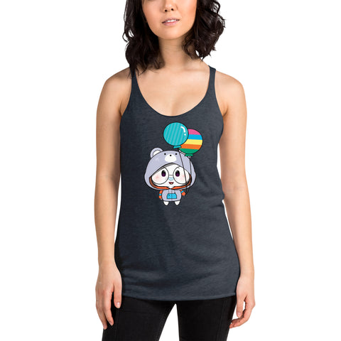 Ben-E Bear Chums Balloons Women's Racerback Tank