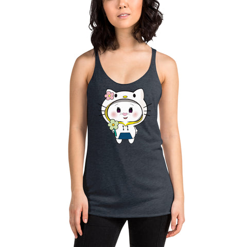 Bon-E Kitty Flower Women's Racerback Tank