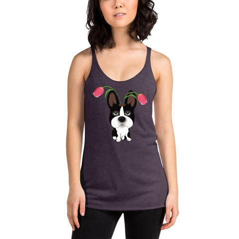 Boston Bull Terrier Tulip Women's Racerback Tank