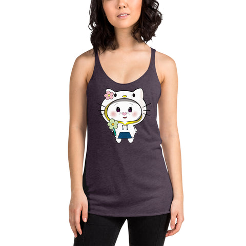 Bon-E Kitty Flower Women's Racerback Tank