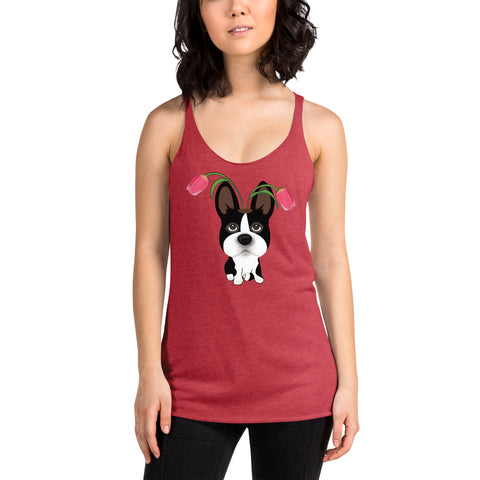 Boston Bull Terrier Tulip Women's Racerback Tank