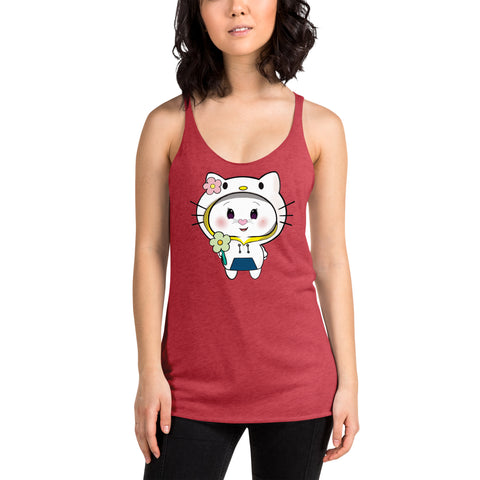 Bon-E Kitty Flower Women's Racerback Tank