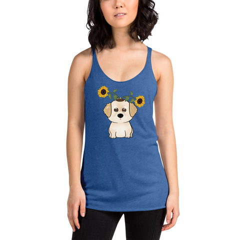 Golden Retriever Sunflowers Women's Racerback Tank