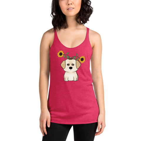 Golden Retriever Sunflowers Women's Racerback Tank