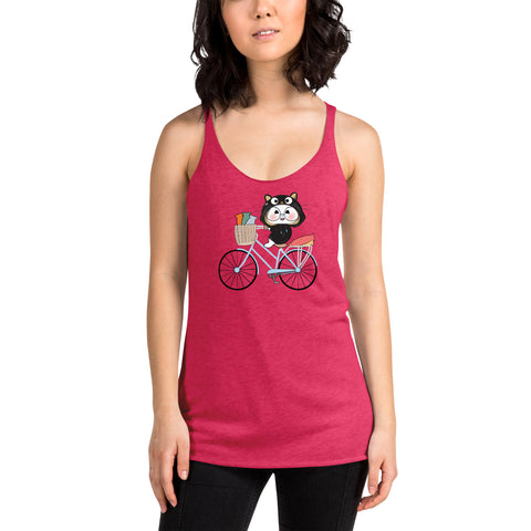 Ben-E Cat Bicycle Women's Racerback Tank