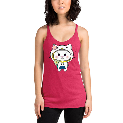 Bon-E Kitty Flower Women's Racerback Tank