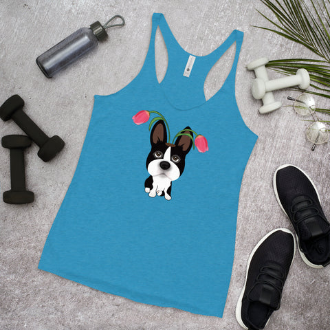 Boston Bull Terrier Tulip Women's Racerback Tank