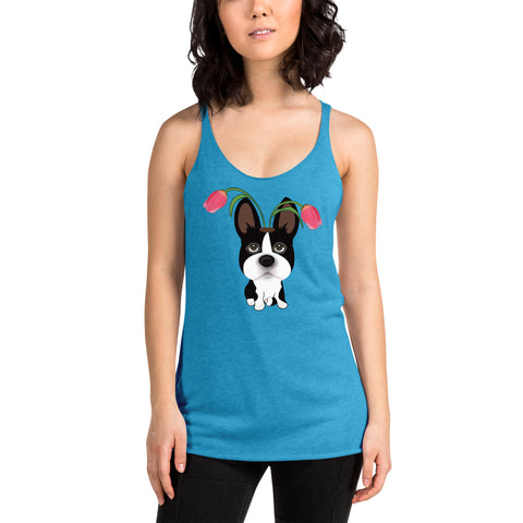 Boston Bull Terrier Tulip Women's Racerback Tank